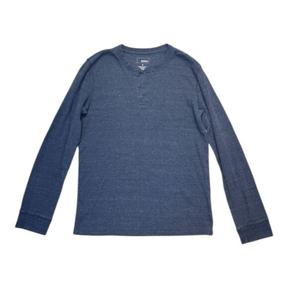 Sonoma Thermal Half Button Down T-shirt heather blue waffle print Men’s Small - Picture 1 of 5